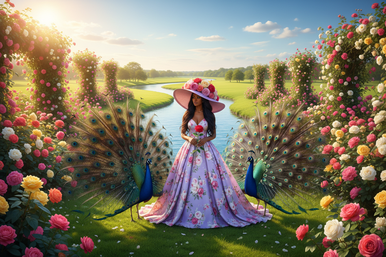 ESTHER-A-ROSE Hero Banner - Two Peacocks & Chic Hat