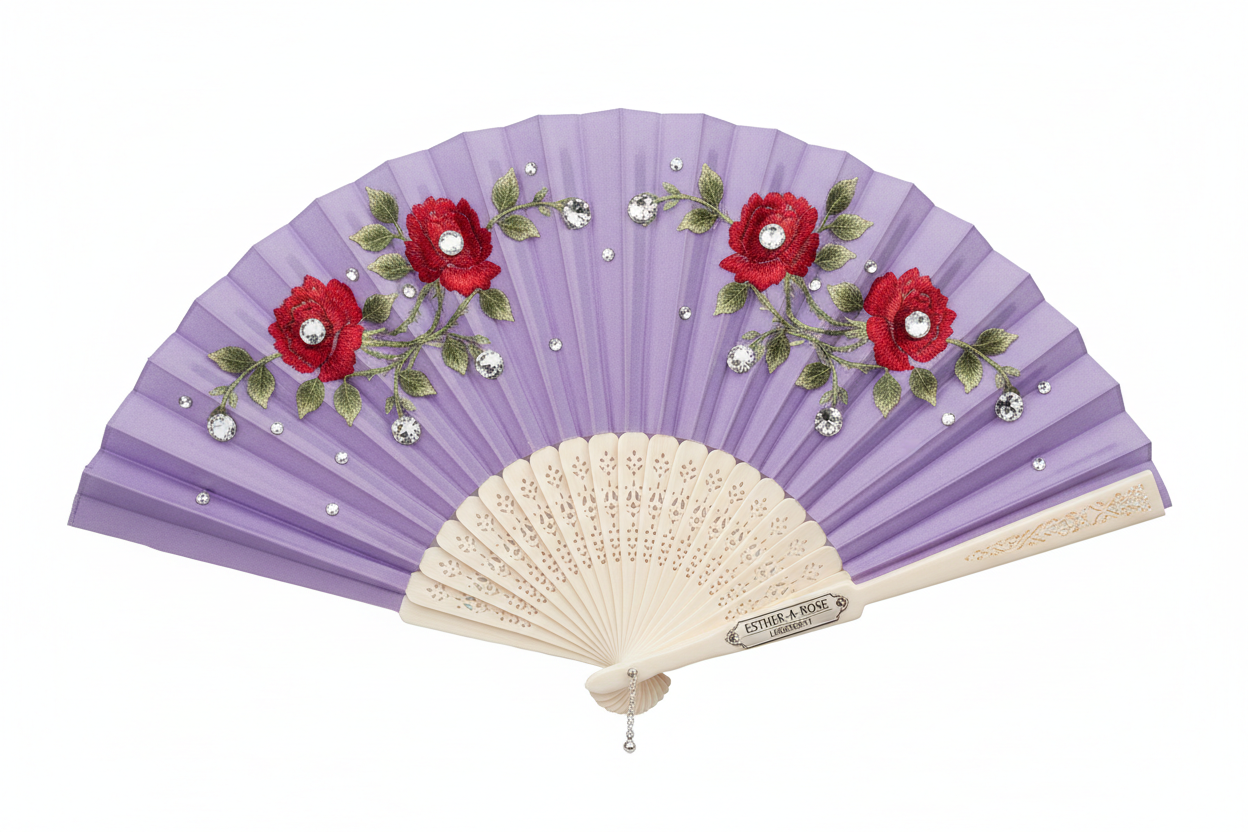 ESTHER-A-ROSE Lavender Rhinestone Fan