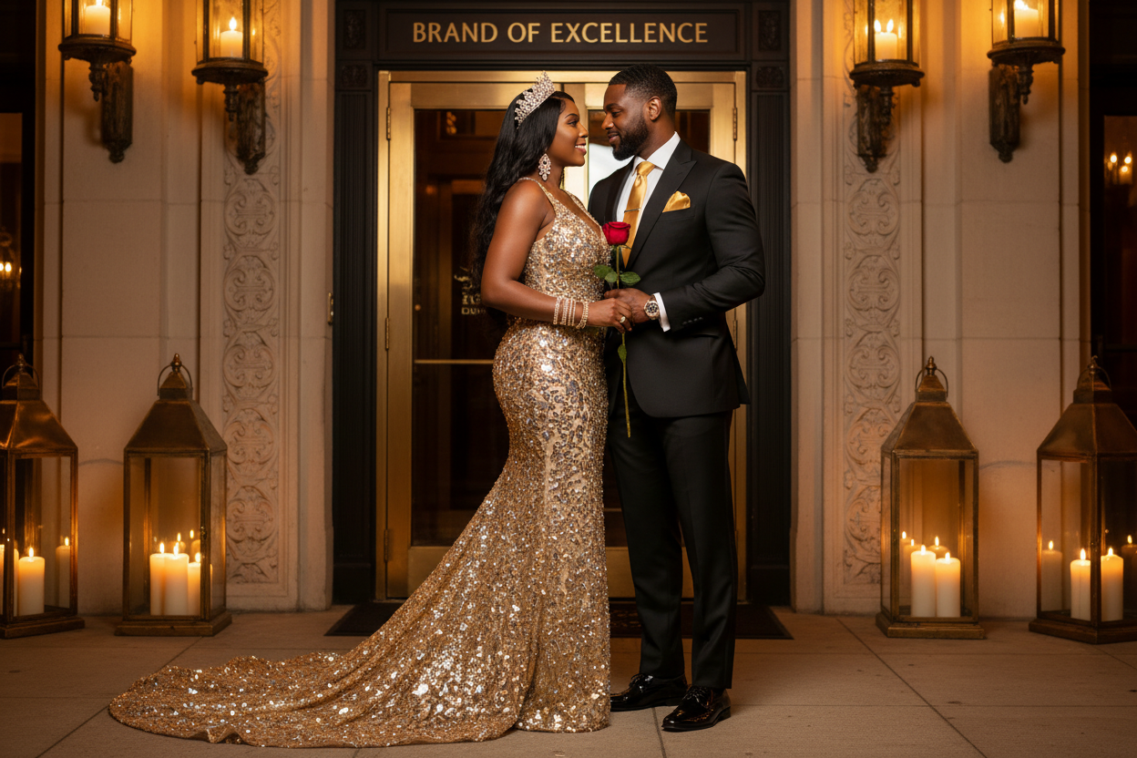 STARTANIUM Black and Gold Royal Couple — Red Rose Romantic