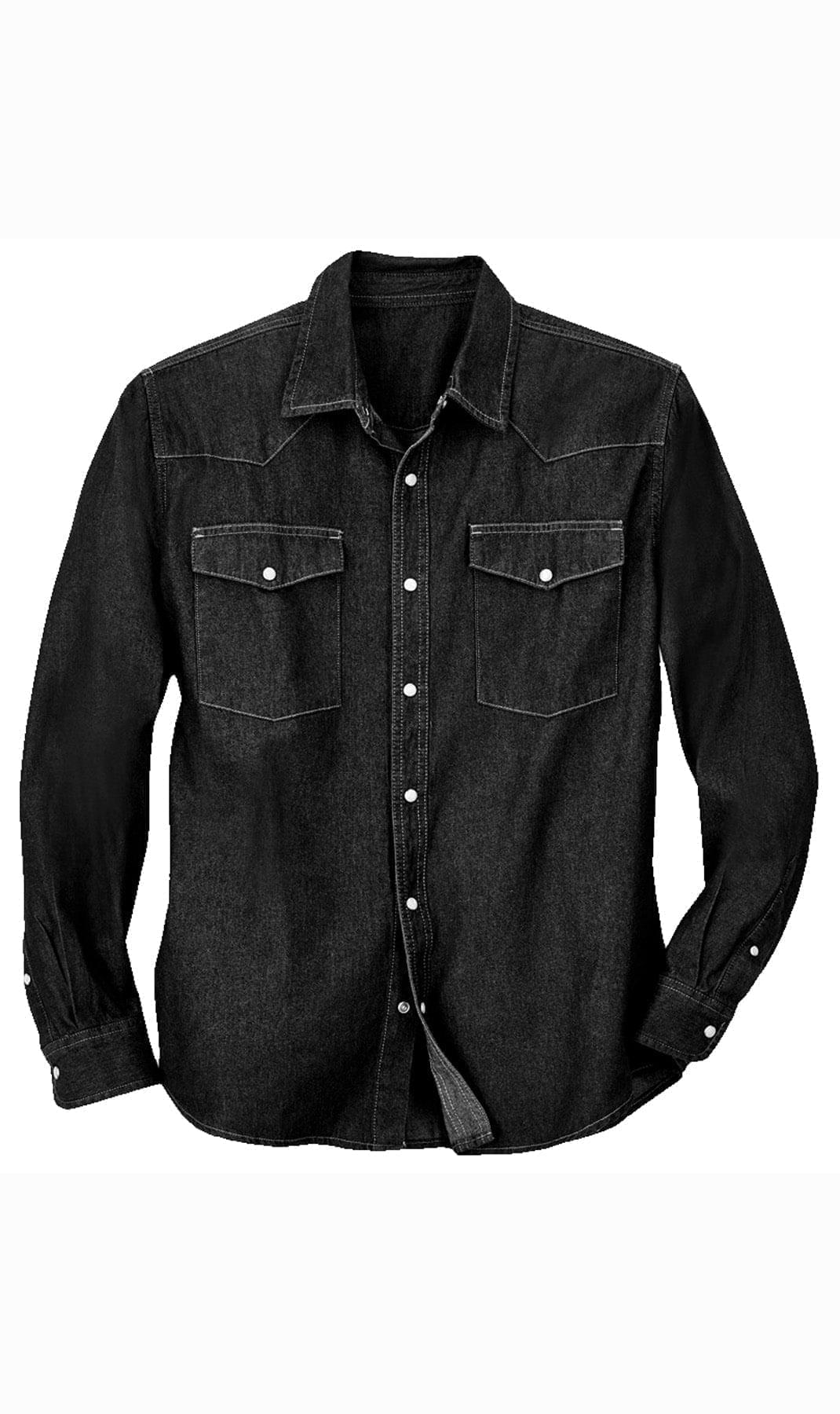 Men's Western Snap Button Shirt — Denim and Twill with Stitched Yoke