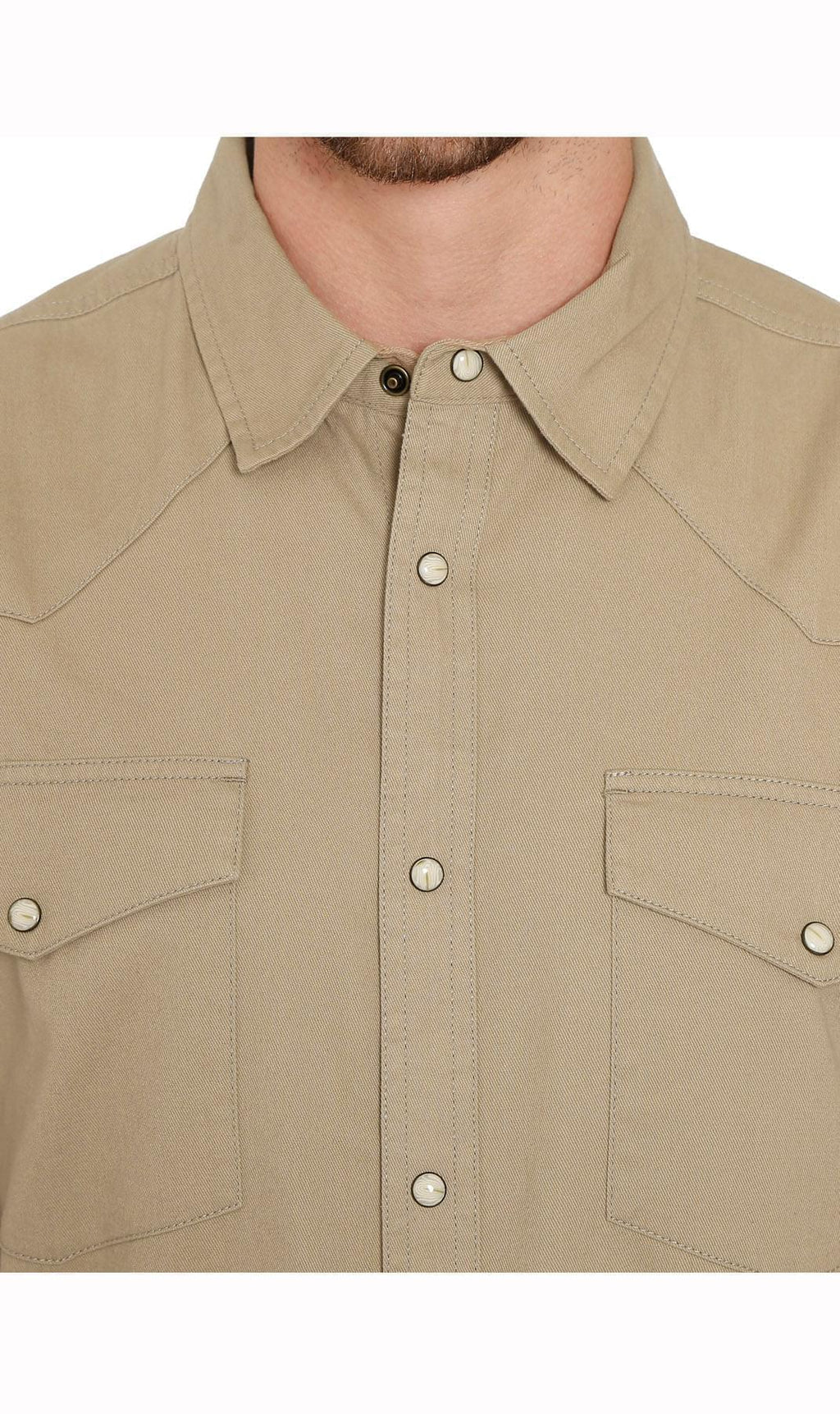 Men's Western Snap Button Shirt — Denim and Twill with Stitched Yoke