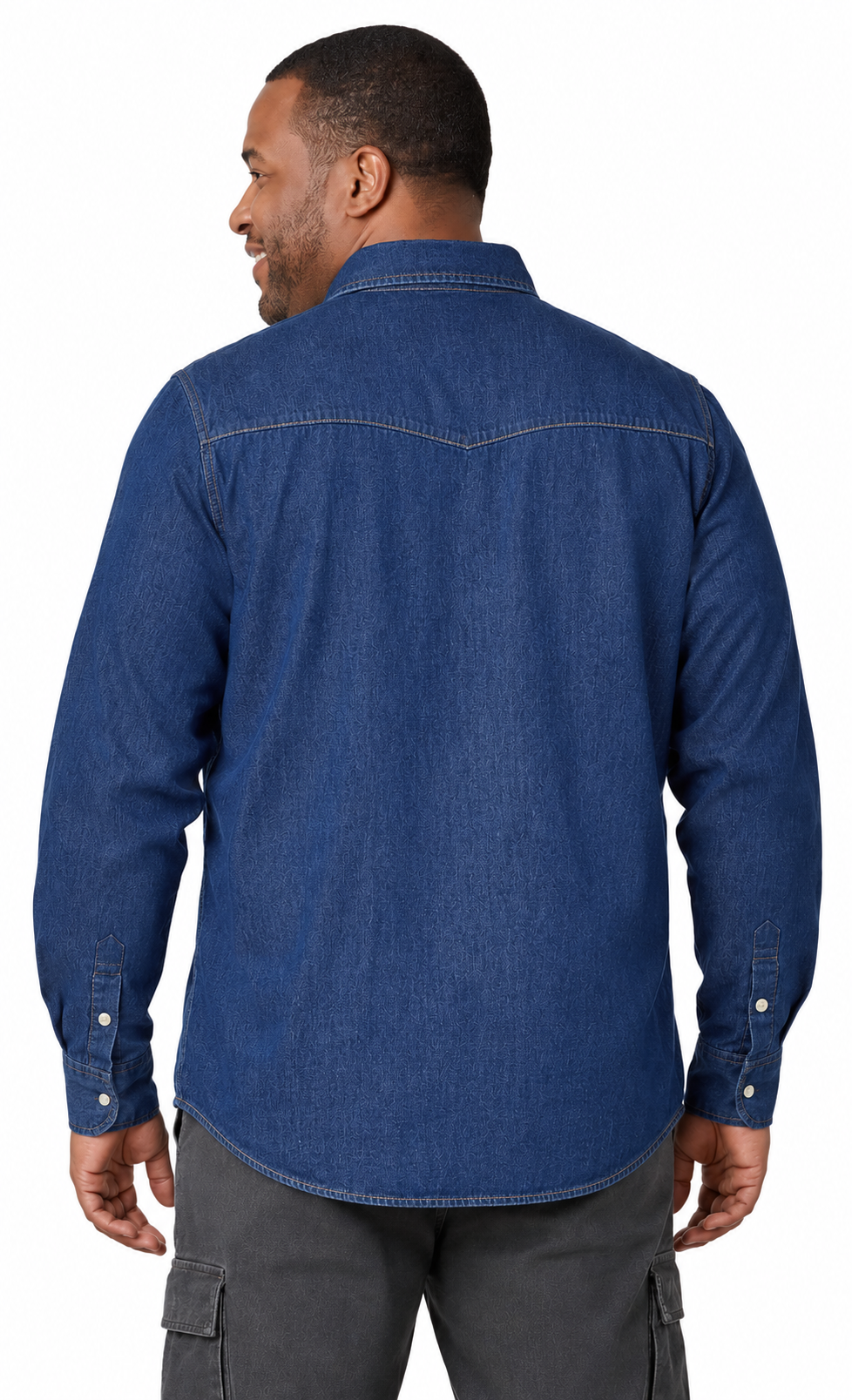 Men's Western Snap Button Shirt — Denim and Twill with Stitched Yoke