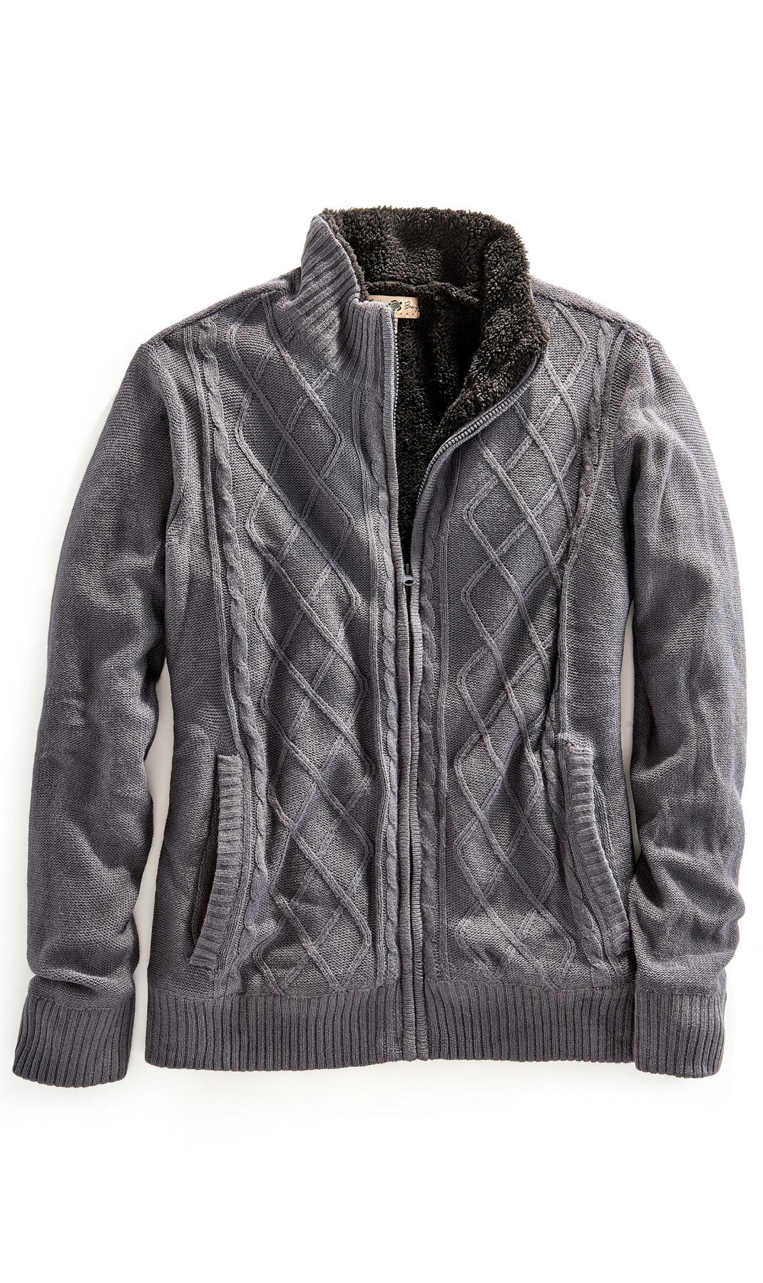 Men's Sherpa Fleece Lined Zip Front Sweater Jacket