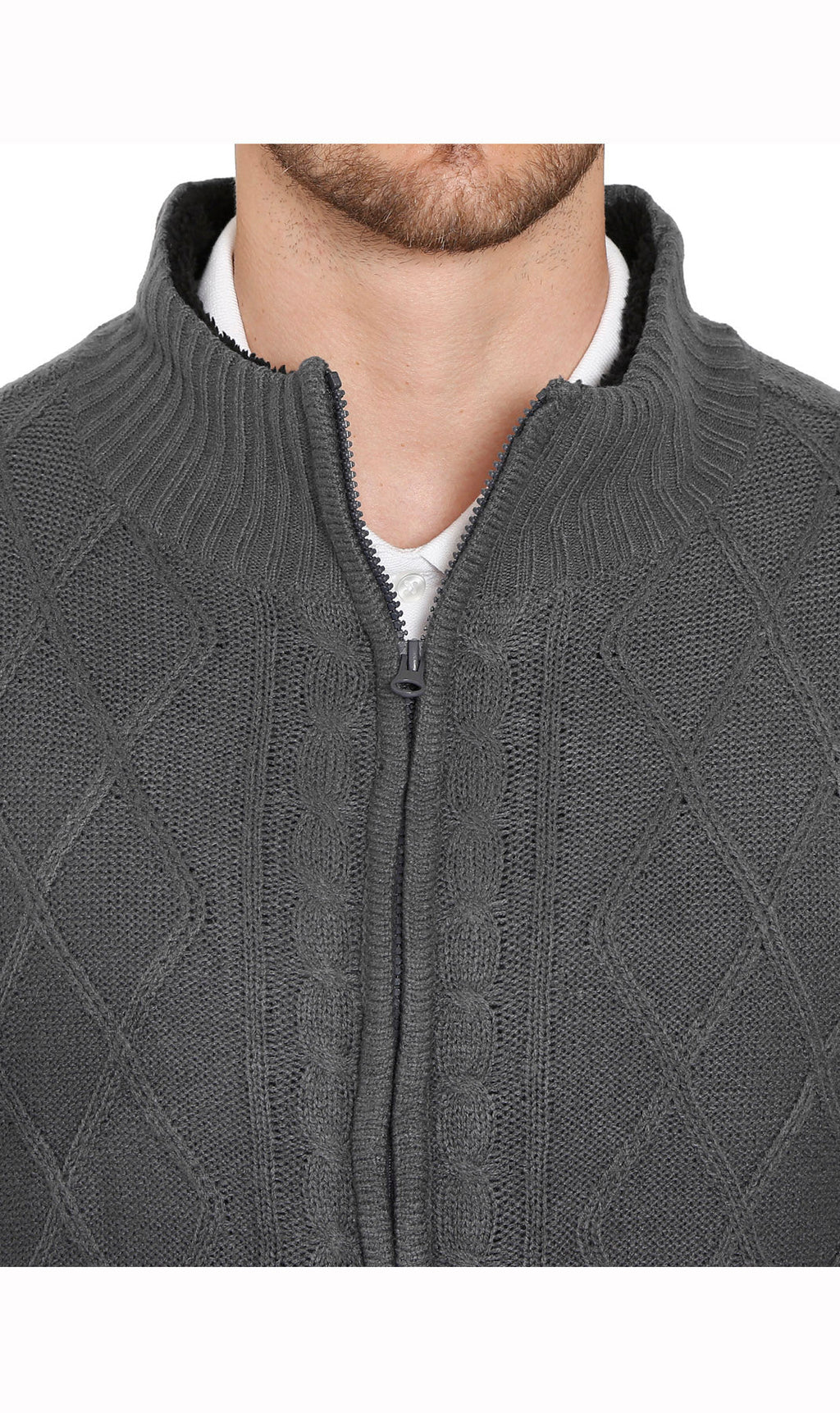Men's Sherpa Fleece Lined Zip Front Sweater Jacket
