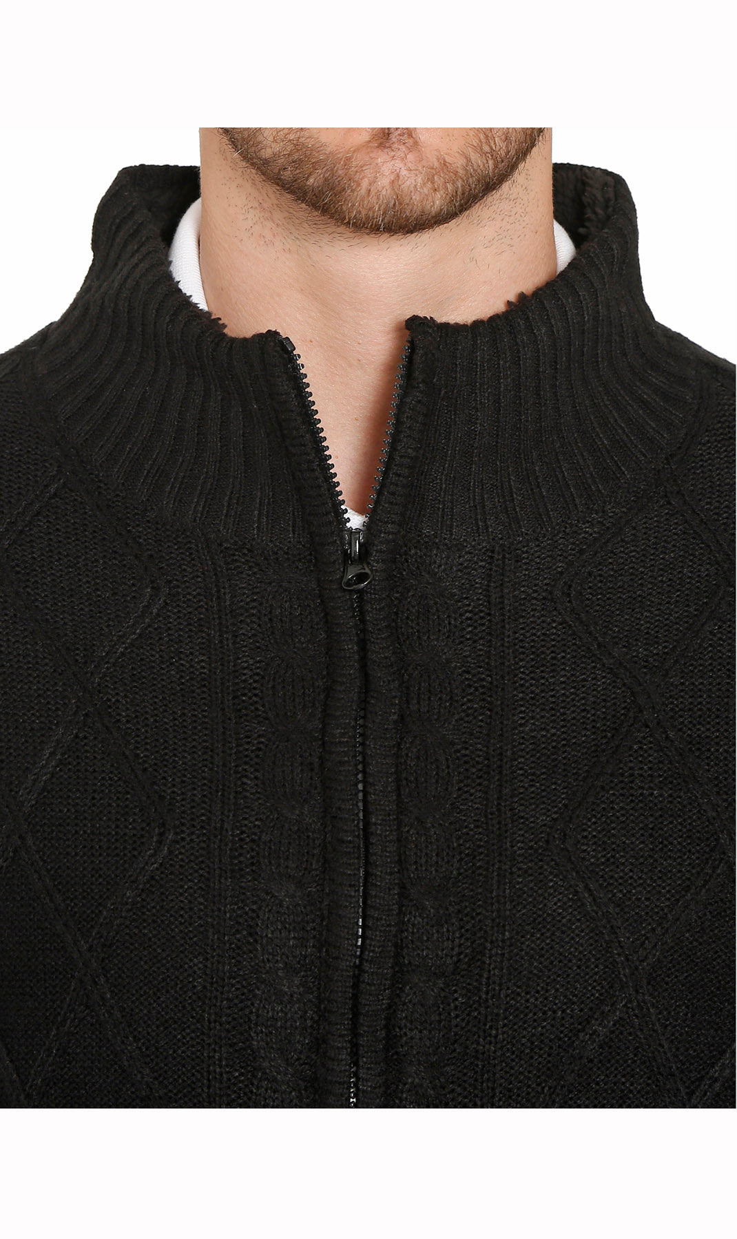 Men's Sherpa Fleece Lined Zip Front Sweater Jacket