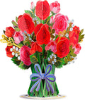 Hugepop Red Roses Pop Up Card, with Detachable Bouquet