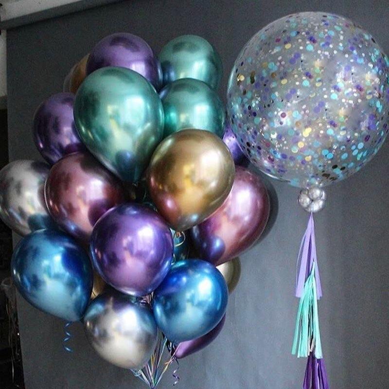 Luxury Gold Metal Latex Balloons 20pcs  and Colored Confetti Birthday Party Decorations Kids Baby Wedding Ballons Luxury Modern Decoration for Celebrations