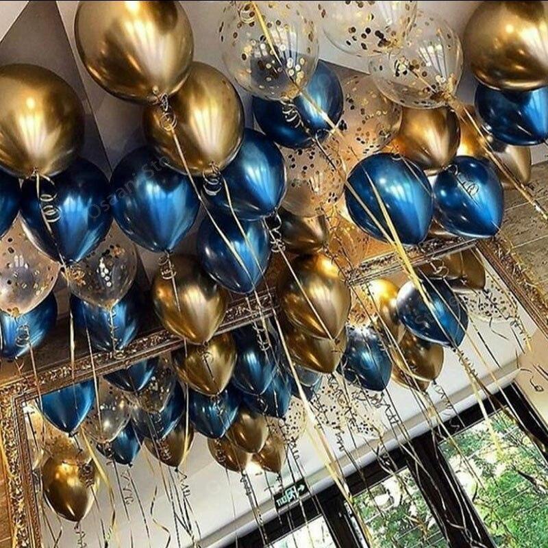 Luxury Gold Metal Latex Balloons 20pcs  and Colored Confetti Birthday Party Decorations Kids Baby Wedding Ballons Luxury Modern Decoration for Celebrations