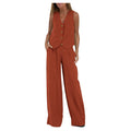 Women Sleeveless Vest – Casual Colorblock Collage Pants Suit