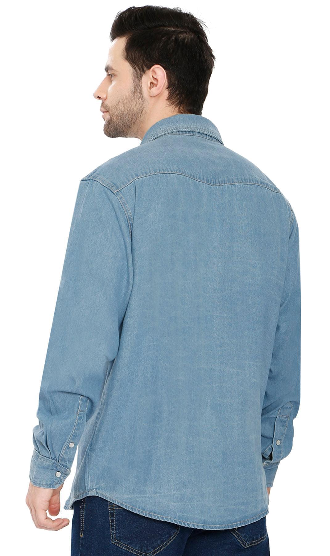 Men's Western Snap Button Shirt — Denim and Twill with Stitched Yoke