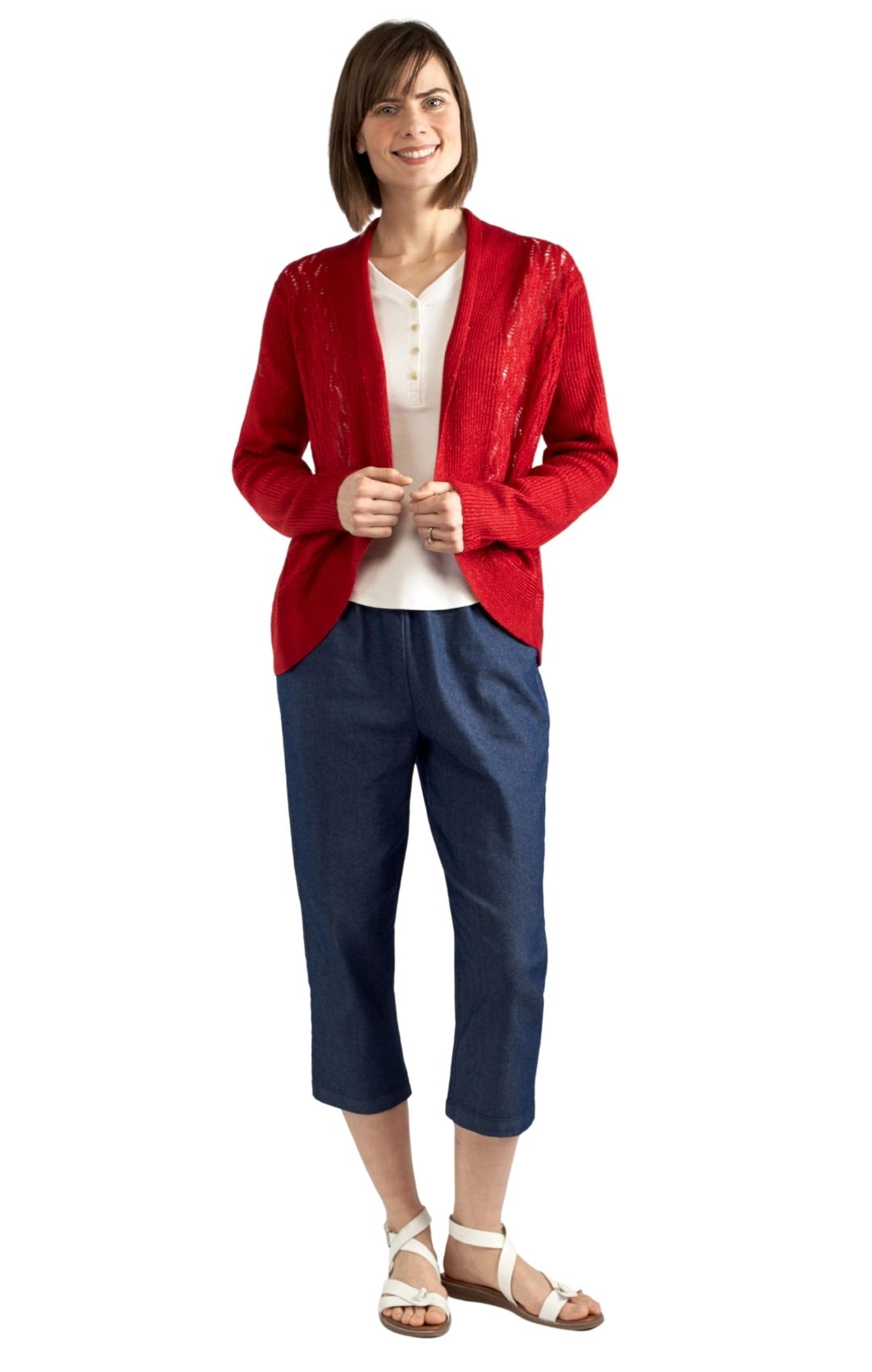 Women's Open Front Glitter Shrug — Lightweight Metallic Knit