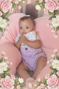 Baby Princess Zyriauna with Pink Gardenias and Roses
