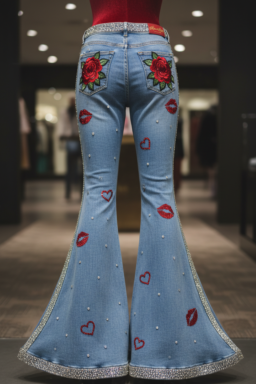 Bell Bottom Rhinestone Jeans