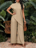 Asymmetrical Sleeveless Top & Pants Set – Women’s Two-Piece