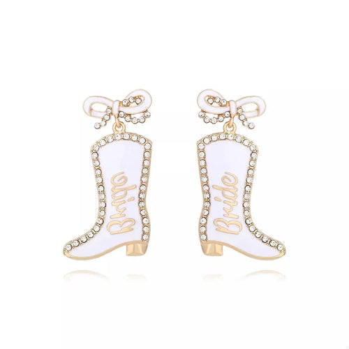 Cowgirl Boot Dangle Earrings with Bow