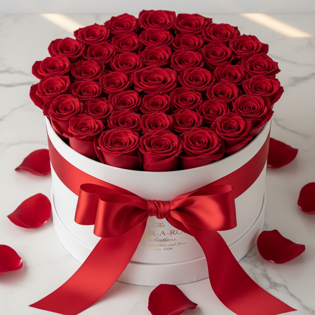 ESTHER-A-ROSE Signature Million Roses — Circular Box with Red Satin Bow