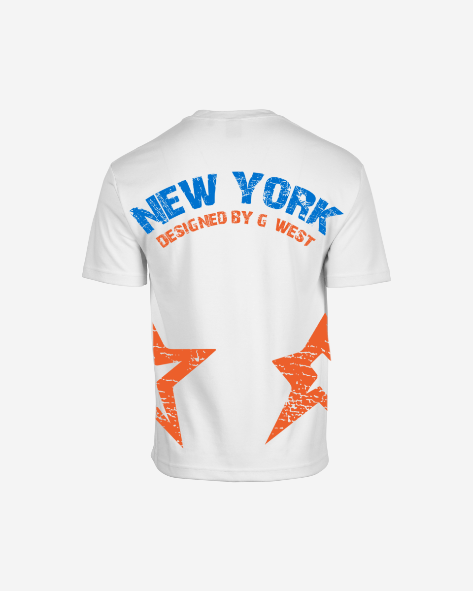 G West Mens Oversized New York Arch Logo With Star Tee
