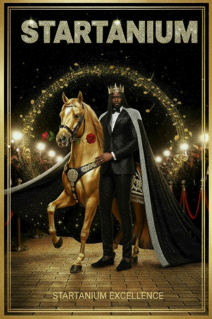 GALAXSTINE — Standing Tall & Royal Next to Gold Horse