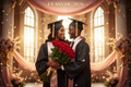 HBCU Class of 2026 Graduation Couple with Roses