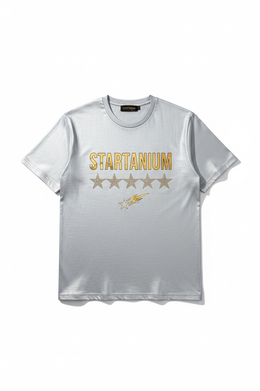 STARTANIUM 5 Gold Stars Silver & Gold T-Shirt
