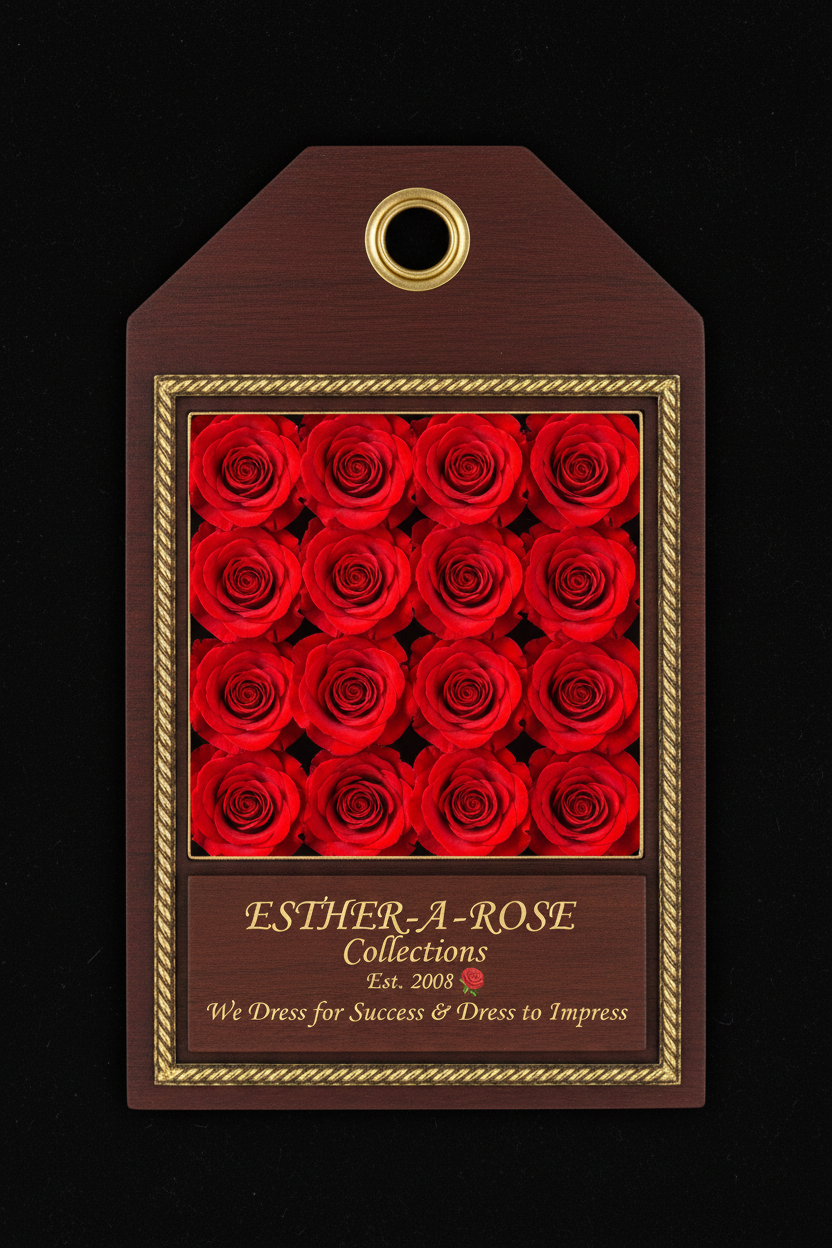 ESTHER-A-ROSE Queen Collection Gift Tag — Million Red Roses Polished Portrait Frame