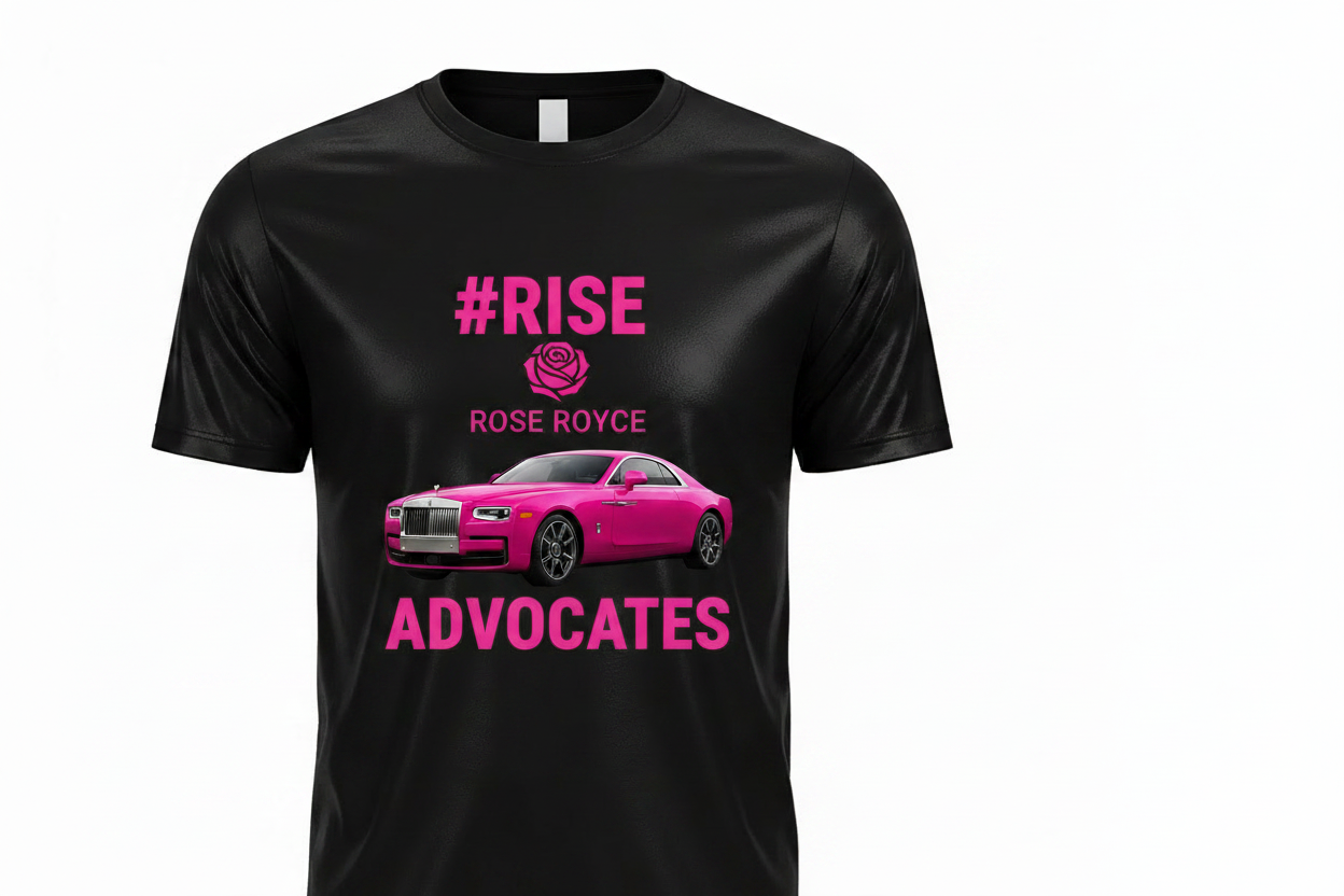 #RISE ADVOCATES — Black Men's Crew Neck ROSE ROYCE Tee
