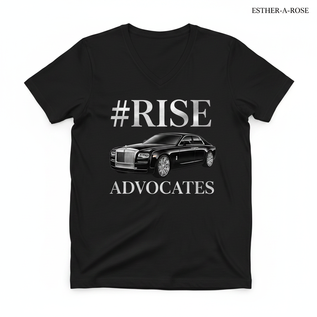 #RISE ADVOCATES — Men's Black V-Neck Black & Silver Rolls Royce No Rose