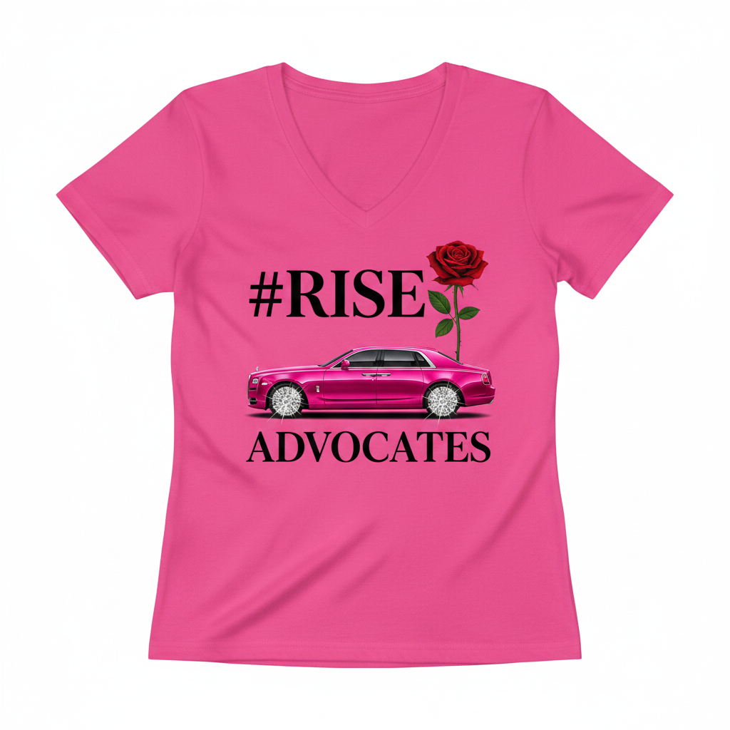 #RISE🌹 ADVOCATES — Pink V-Neck Flat Lay