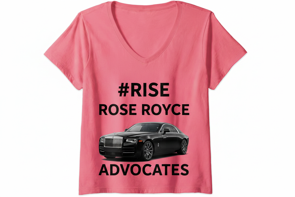 #RISE ADVOCATES — Pink Women's V-Neck ROSE ROYCE Tee