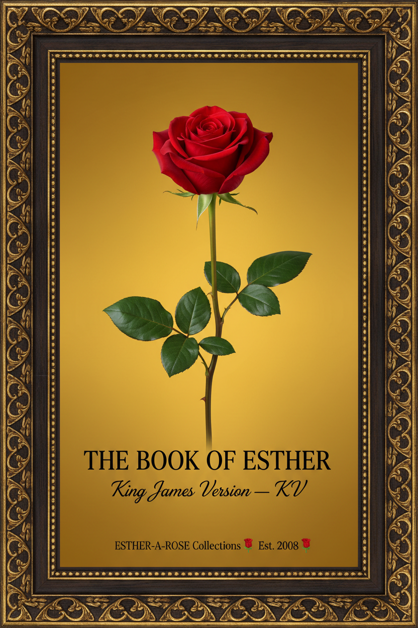 The Book of Esther KJV — Long Stem Rose on Gold