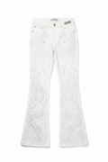 Women's White Rhinestone Bell Bottom Jeans — ESTHER-A-ROSE